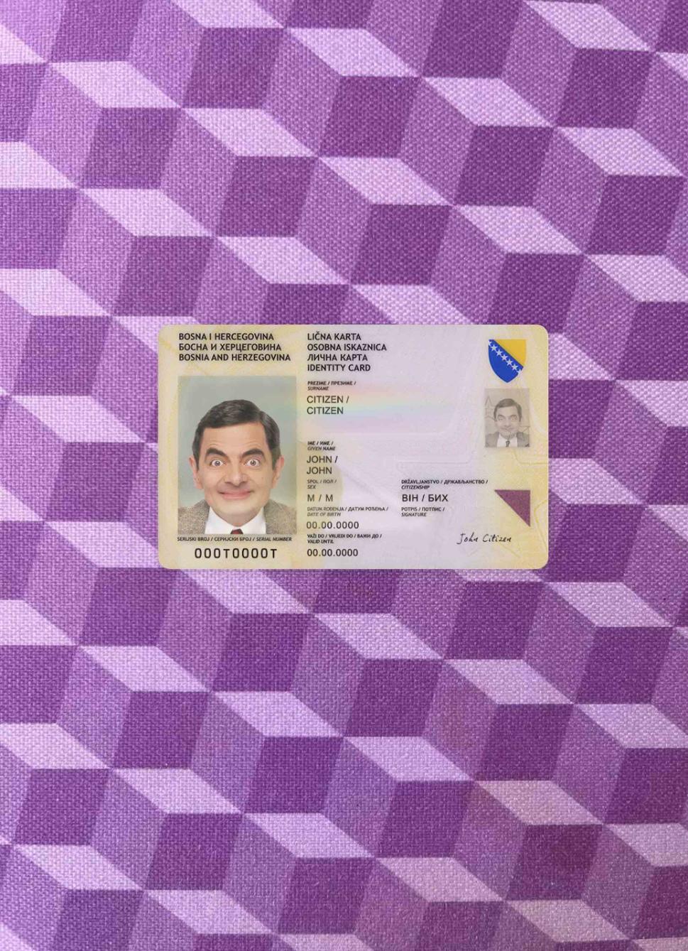 Bosnia and Herzegovina ID (2015 2025) photolook FRONT PSD template